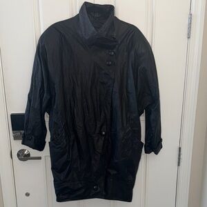 Winlit VNTG Black Leather Asymmetrical Button Jacket